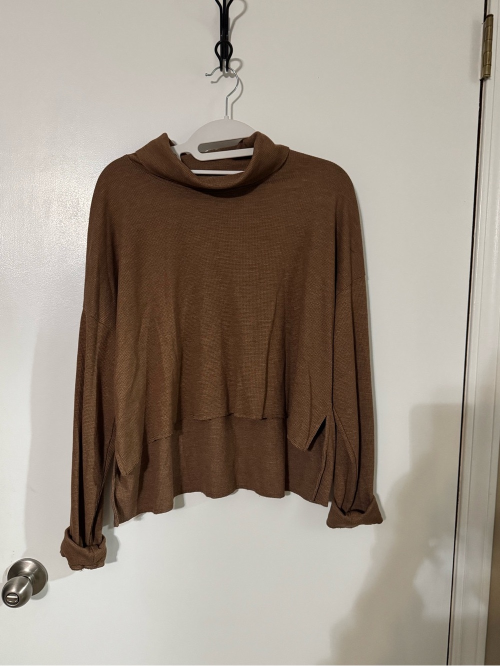 American Eagle Outfitters Brown Cropped Turtleneck Knit Top